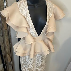 PrettyLittleThings White and Cream Lace Midi Dress